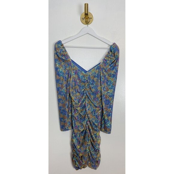 SAYLOR Lawren Floral Sequin Sparkly Long Sleeve Bodycon Minidress Size Medium - Picture 3 of 8